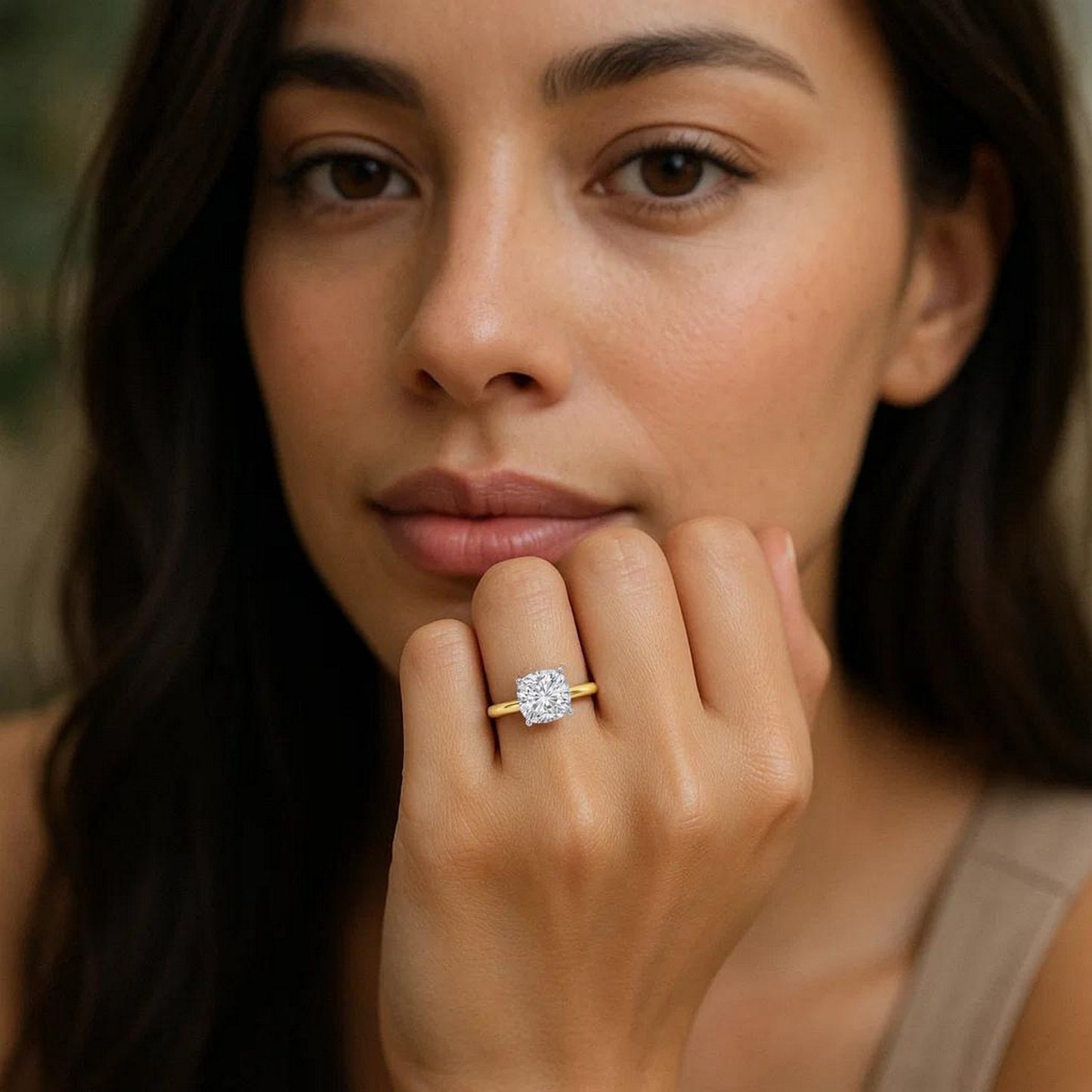 1.50Ct Cushion Lab Grown IGI G/VS1 Diamond Ring in 14K Yellow Gold