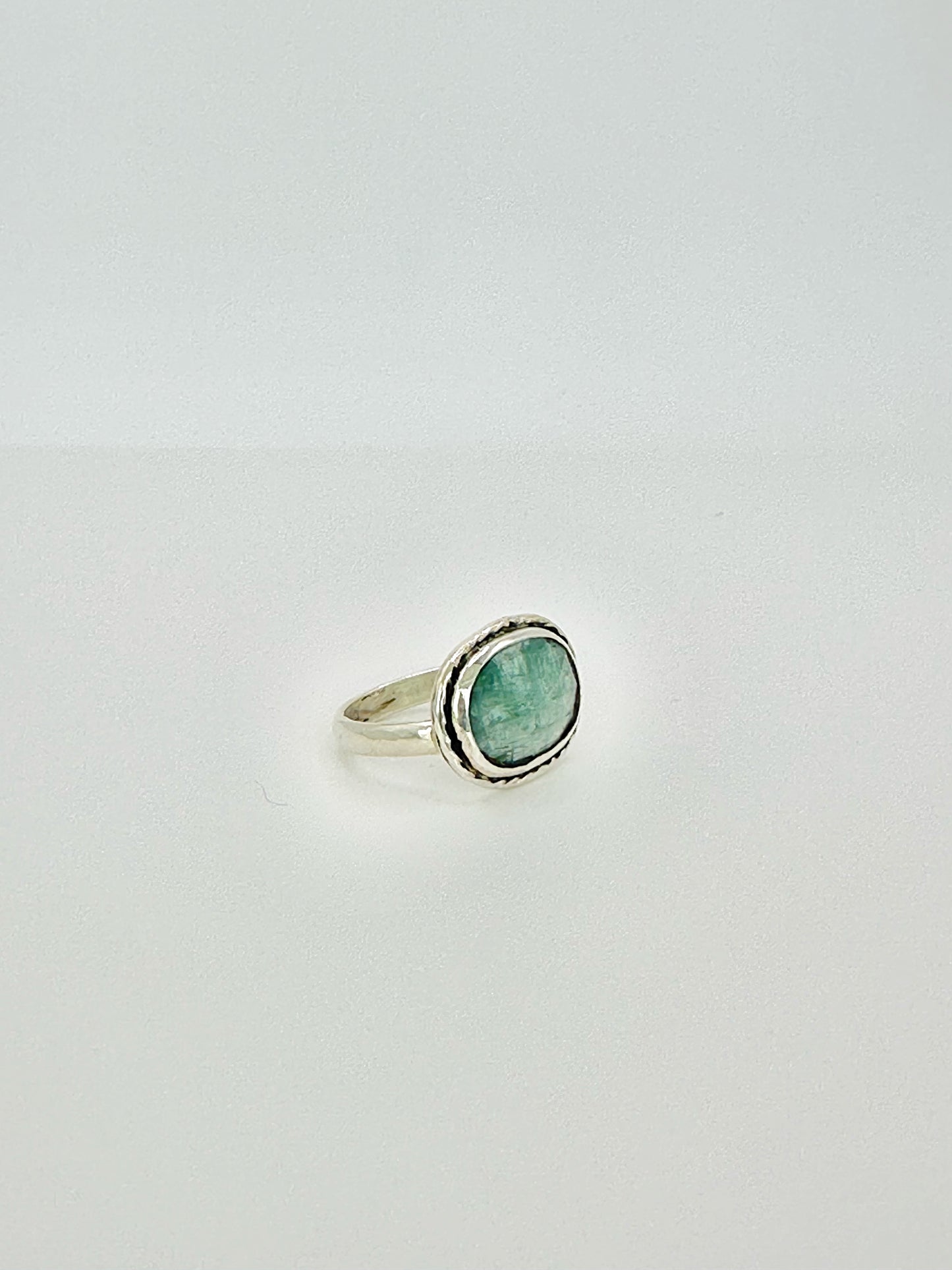 Oval Rose Cut Blue Kyanite Ring