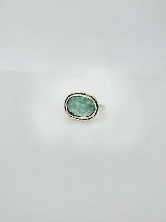 Oval Rose Cut Blue Kyanite Ring